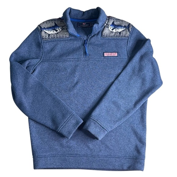 Vineyard Vines Men’s Sweater Blue Fair Isle Marlin Shep Pullover. Size Small - Picture 3 of 12